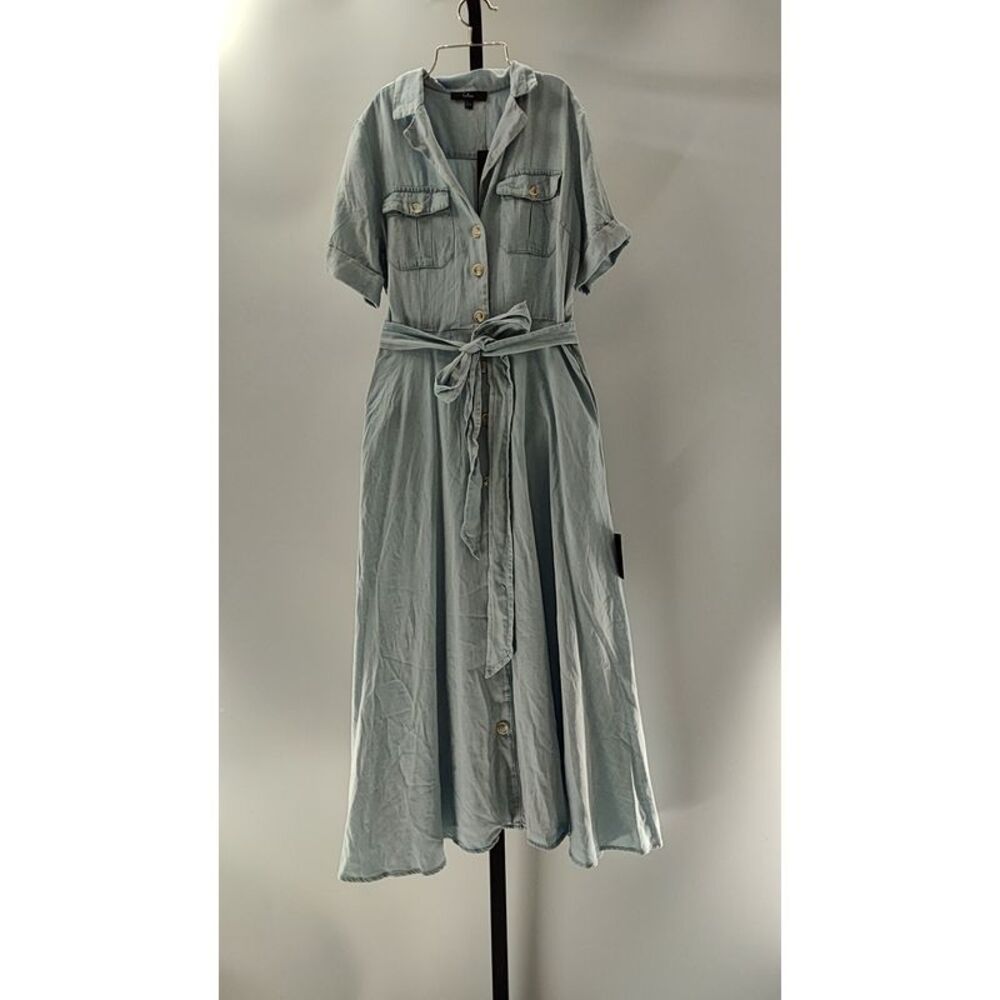 Lulu's Light Blue Button-Front Maxi Shirtdress